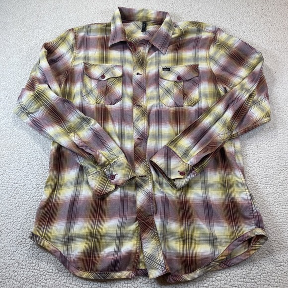 RVCA Plaid Flannel Zip-up Botton Shirt Mens Size XL - Picture 1 of 9
